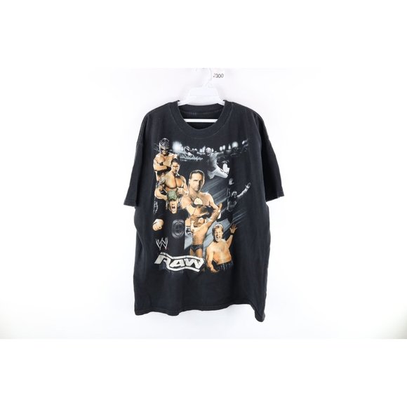 Vintage WWE Raw Mens XL Faded John Cena Rey Mysterio Wrestling T-Shirt Black - Picture 1 of 8
